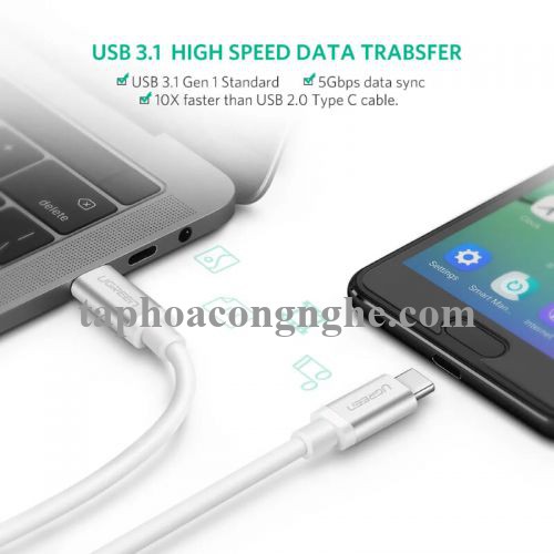 Ugreen 10680 0.5M màu bạc Cáp TypeC (3.1) Data cao cấp US161 30010680